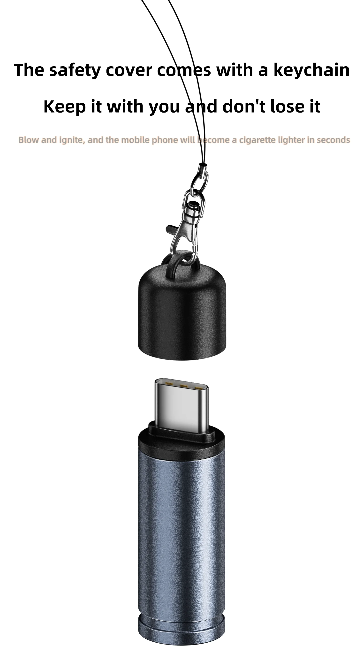 Electric Lighter -Type C , Flameless Windproof, Men's Gift
